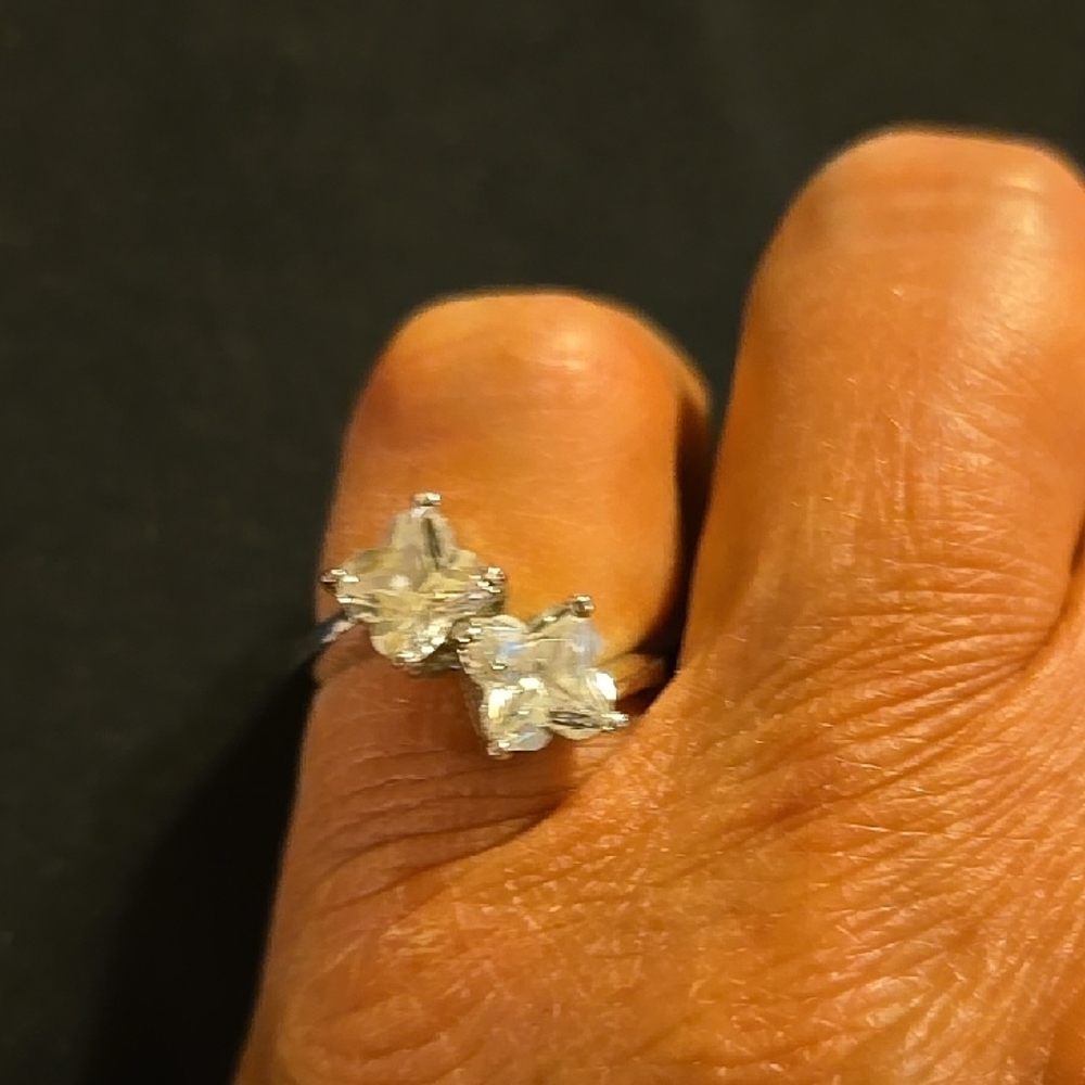 Vintage Silver Double Stone Ring
